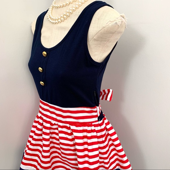 NEW Retro PinUp Sailor Dress, Striped Swing Skirt (M) - Picture 7 of 10